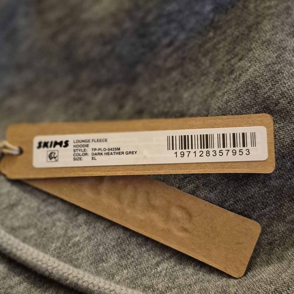 NEW Skims Men's XL Lounge Fleece Dark Heather Gray Hoodie - Picture 4 of 6
